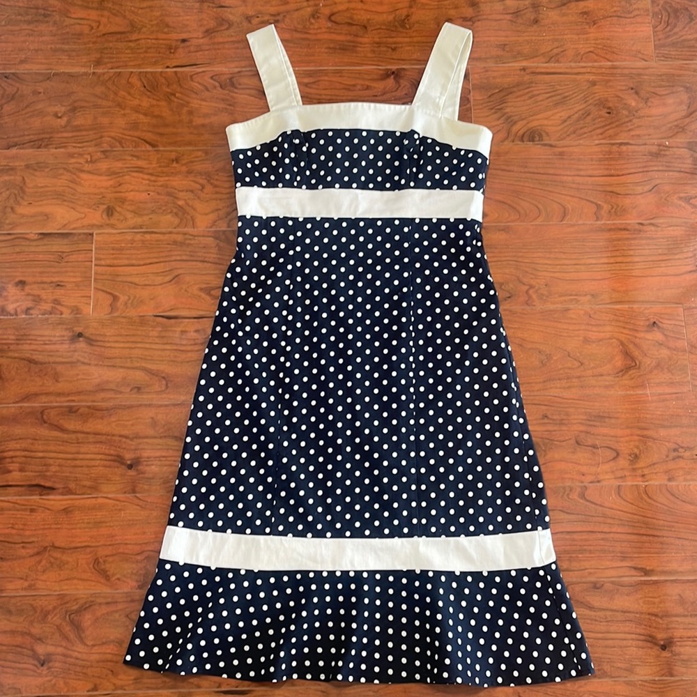 Citrine Black and White Polkadot Sleeveless Midi Dress